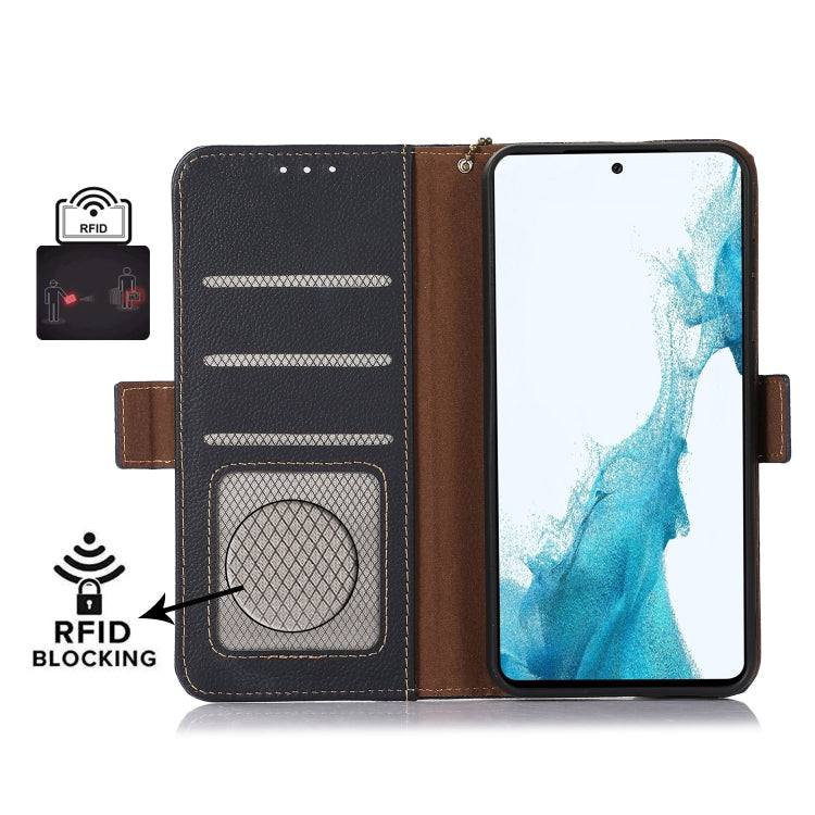 For OnePlus Ace 3V Side-Magnetic TJ Genuine Leather RFID Phone Case(Blue) - OnePlus Cases by PMC TechLife | Online Shopping South Africa | PMC TechLife | Buy Now Pay Later Mobicred