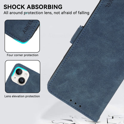 For iPhone 16 ABEEL Frosted Magnetic RFID Leather Phone Case(Blue) - iPhone 16 Cases by PMC Jewellery | Online Shopping South Africa | PMC Jewellery | Buy Now Pay Later Mobicred