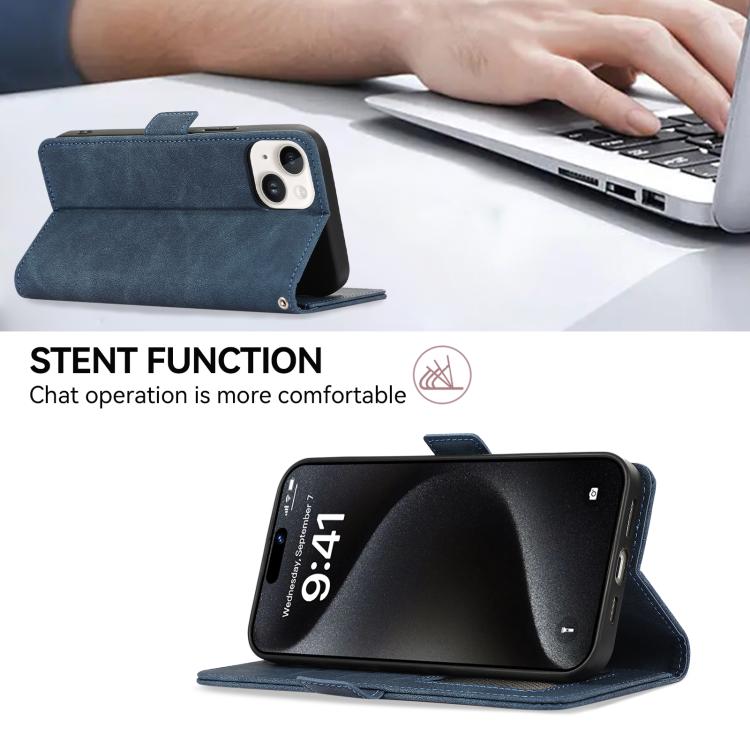 For iPhone 17 ABEEL Frosted Magnetic RFID Leather Phone Case(Blue) - free shipping - PMc TechLife - Order now!