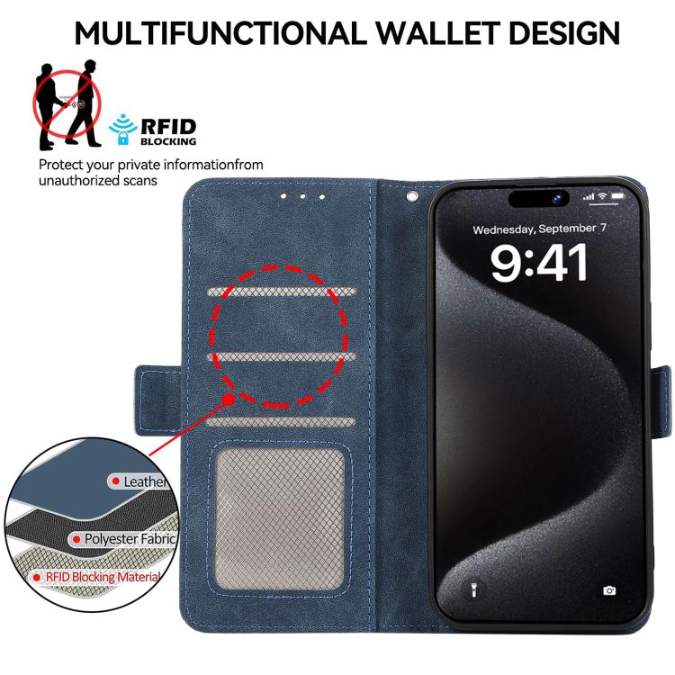 For iPhone 17 ABEEL Frosted Magnetic RFID Leather Phone Case(Blue) - free shipping - PMc TechLife - Order now!