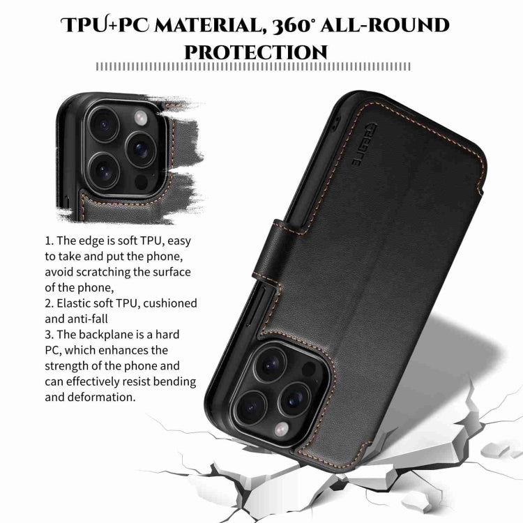 For iPhone 14 / 13 ESEBLE E1 Nappa Texture MagSafe Holder Leather Phone Case(Black) - free shipping - PMC Jewellery - Order now!