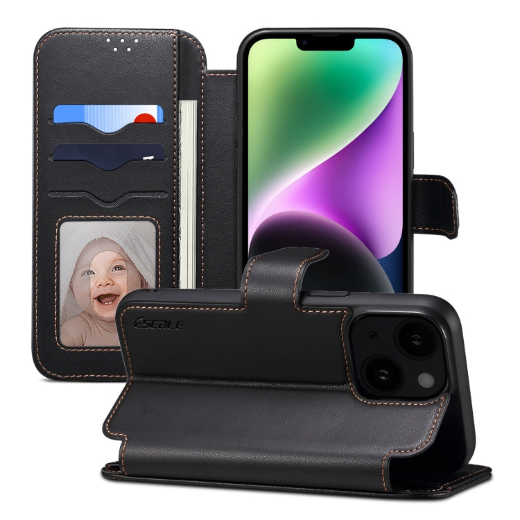 For iPhone 15 Plus / 14 Plus ESEBLE E1 Nappa Texture MagSafe Holder Leather Phone Case(Black) - free shipping - PMC Jewellery - Order now!