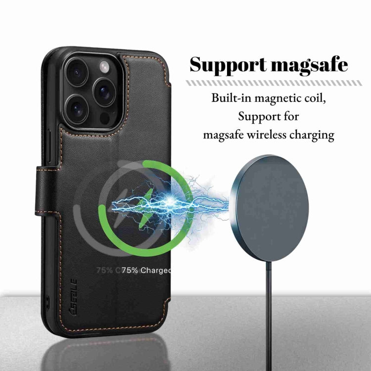 For iPhone 15 Plus / 14 Plus ESEBLE E1 Nappa Texture MagSafe Holder Leather Phone Case(Black) - free shipping - PMC Jewellery - Order now!