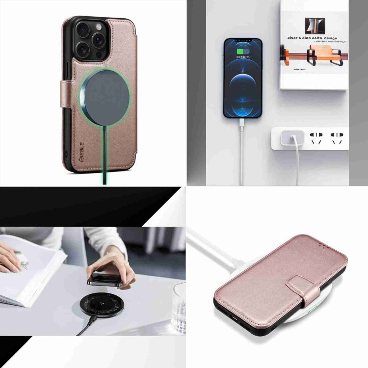 For iPhone 15 Pro Max ESEBLE E1 Nappa Texture MagSafe Holder Leather Phone Case(Rose Gold) - iPhone 15 Pro Max Cases by ESEBLE | Online Shopping South Africa | PMC Jewellery | Buy Now Pay Later Mobicred