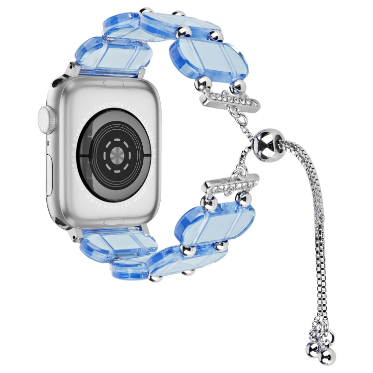 For Apple Watch Series 9 45mm Resin Retractable Chain Watch Band(Blue) - Watch Bands by PMC Jewellery | Online Shopping South Africa | PMC Jewellery