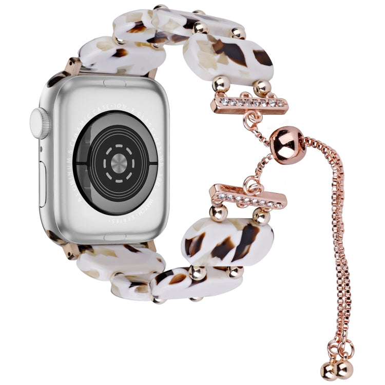 For Apple Watch Series 9 45mm Resin Retractable Chain Watch Band(Nougat) - Watch Bands by PMC Jewellery | Online Shopping South Africa | PMC Jewellery