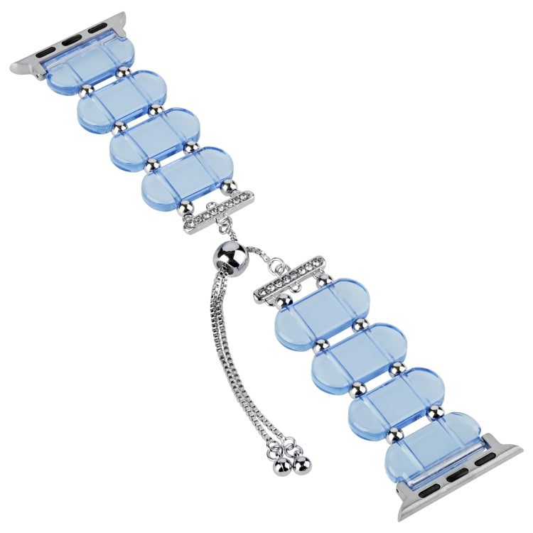 For Apple Watch Series 8 41mm Resin Retractable Chain Watch Band(Blue) - Watch Bands by PMC Jewellery | Online Shopping South Africa | PMC Jewellery