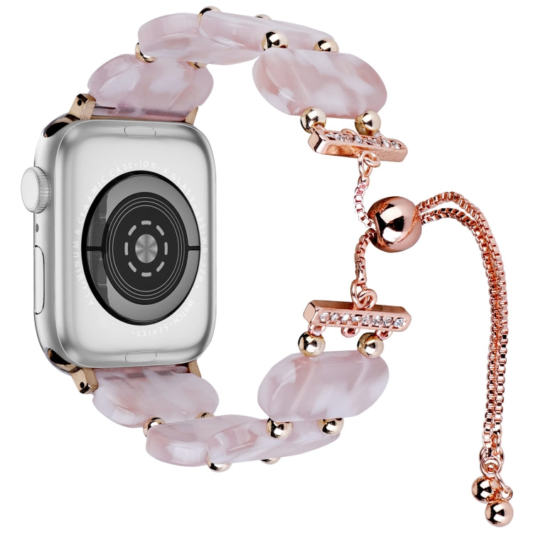 For Apple Watch SE 2022 40mm Resin Retractable Chain Watch Band(Pink Flower) - Watch Bands by PMC Jewellery | Online Shopping South Africa | PMC Jewellery