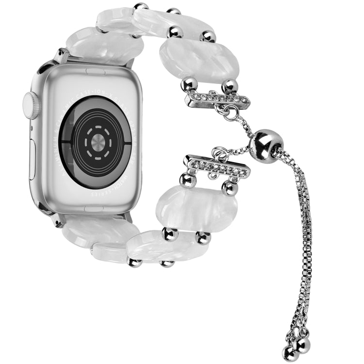 For Apple Watch Series 7 41mm Resin Retractable Chain Watch Band(Pearl White) - Watch Bands by PMC Jewellery | Online Shopping South Africa | PMC Jewellery