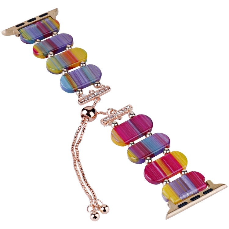 For Apple Watch Series 7 45mm Resin Retractable Chain Watch Band(Rainbow) - Watch Bands by PMC TechLife | Online Shopping South Africa | PMC TechLife