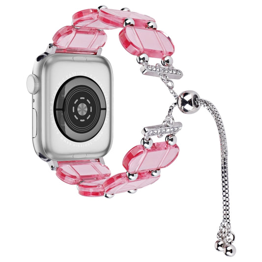 For Apple Watch SE 40mm Resin Retractable Chain Watch Band(Pink) - Watch Bands by PMC Jewellery | Online Shopping South Africa | PMC Jewellery