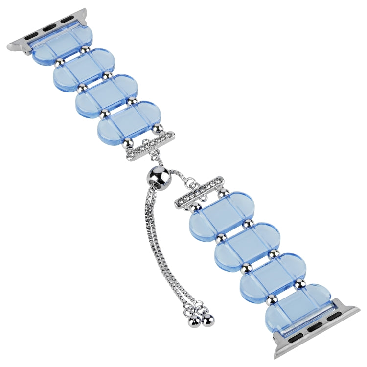 For Apple Watch Series 2 38mm Resin Retractable Chain Watch Band(Blue) - Watch Bands by PMC TechLife | Online Shopping South Africa | PMC TechLife