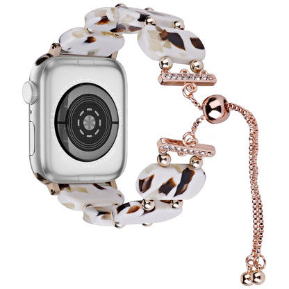 For Apple Watch 42mm Resin Retractable Chain Watch Band(Nougat) - Watch Bands by PMC Jewellery | Online Shopping South Africa | PMC Jewellery