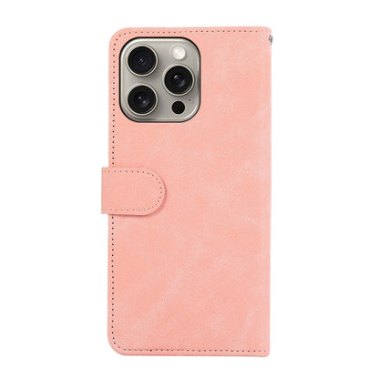 For iPhone 16 Pro Max ABEEL Color Block Magnetic RFID Leather Phone Case(Pink-Cyan) - iPhone 16 Pro Max Cases by PMC Jewellery | Online Shopping South Africa | PMC Jewellery | Buy Now Pay Later Mobicred