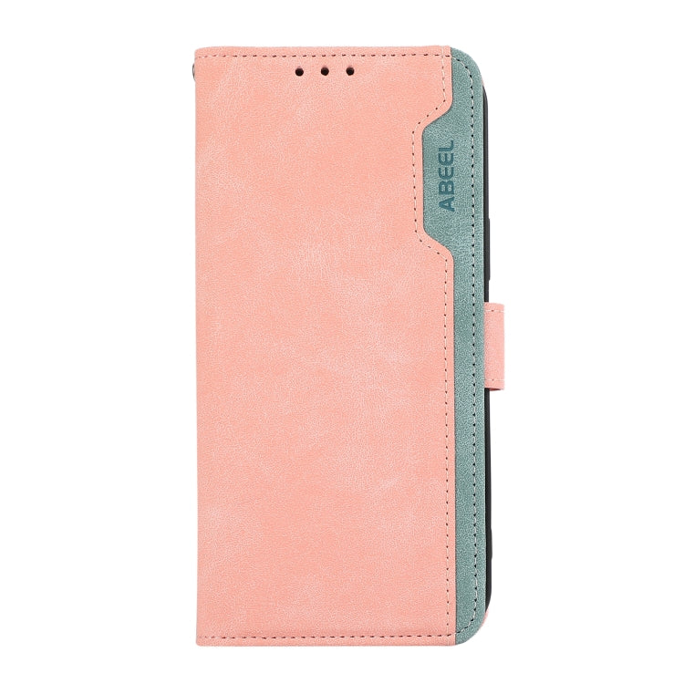 For iPhone 16 Pro ABEEL Color Block Magnetic RFID Leather Phone Case(Pink-Cyan) - iPhone 16 Pro Cases by PMC Jewellery | Online Shopping South Africa | PMC Jewellery | Buy Now Pay Later Mobicred