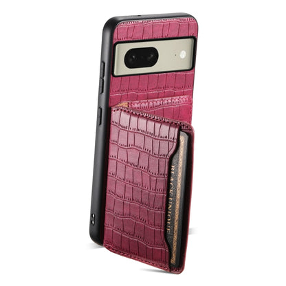 For Google Pixel 8 Crocodile Texture Card Bag Design Full Coverage Phone Case(Red) - Google Cases by PMC Jewellery | Online Shopping South Africa | PMC Jewellery | Buy Now Pay Later Mobicred