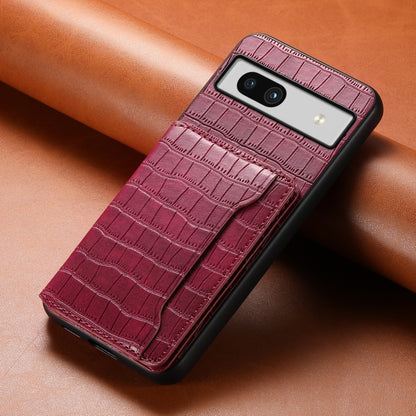 For Google Pixel 7a Crocodile Texture Card Bag Design Full Coverage Phone Case(Red) - Google Cases by PMC Jewellery | Online Shopping South Africa | PMC Jewellery | Buy Now Pay Later Mobicred