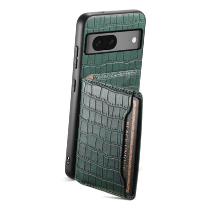 For Google Pixel 7 5G Crocodile Texture Card Bag Design Full Coverage Phone Case(Green) - Google Cases by PMC Jewellery | Online Shopping South Africa | PMC Jewellery | Buy Now Pay Later Mobicred