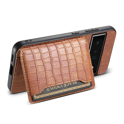 For Google Pixel 6 Pro Crocodile Texture Card Bag Design Full Coverage Phone Case(Brown) - Google Cases by PMC Jewellery | Online Shopping South Africa | PMC Jewellery | Buy Now Pay Later Mobicred