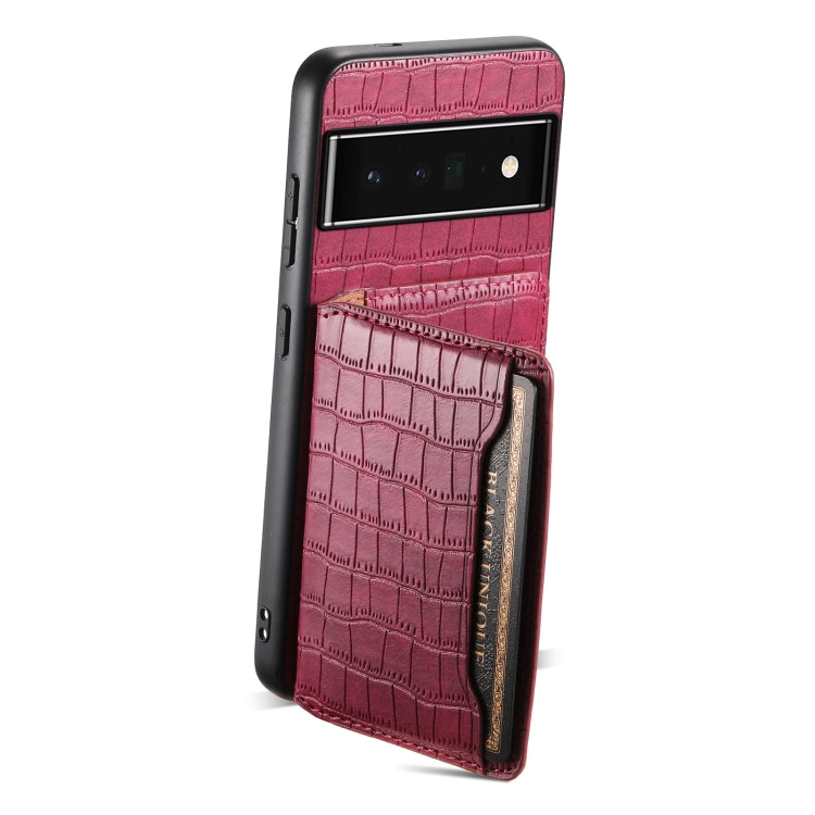 For Google Pixel 6 Pro Crocodile Texture Card Bag Design Full Coverage Phone Case(Red) - Google Cases by PMC Jewellery | Online Shopping South Africa | PMC Jewellery | Buy Now Pay Later Mobicred