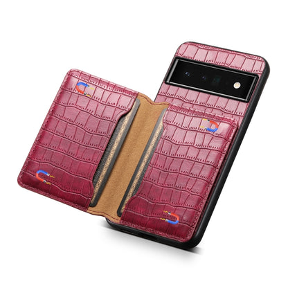 For Google Pixel 6 Pro Crocodile Texture Card Bag Design Full Coverage Phone Case(Red) - Google Cases by PMC Jewellery | Online Shopping South Africa | PMC Jewellery | Buy Now Pay Later Mobicred