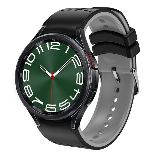 For Samsung Galaxy Watch 6 Two Color Silicone Watch Band(Black Grey) - Watch Bands by PMC Jewellery | Online Shopping South Africa | PMC Jewellery