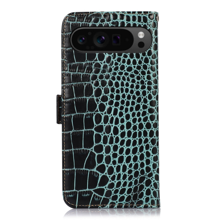 For Google Pixel 9 Pro Crocodile Top Layer Cowhide Leather Phone Case(Green) - Google Cases by PMC Jewellery | Online Shopping South Africa | PMC Jewellery | Buy Now Pay Later Mobicred