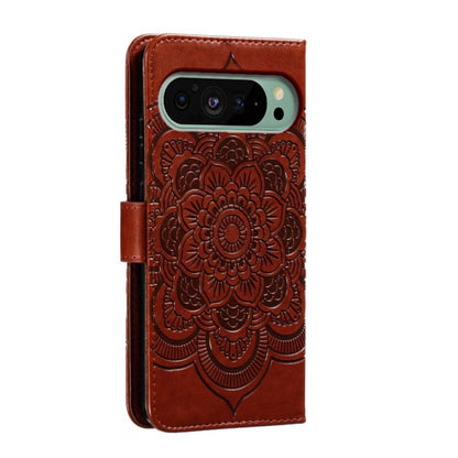 For Google Pixel 9 Sun Mandala Embossing Pattern Phone Leather Case(Brown) - Google Cases by PMC Jewellery | Online Shopping South Africa | PMC Jewellery | Buy Now Pay Later Mobicred