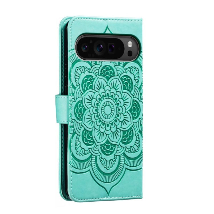 For Google Pixel 9 Pro Sun Mandala Embossing Pattern Phone Leather Case(Green) - Google Cases by PMC Jewellery | Online Shopping South Africa | PMC Jewellery | Buy Now Pay Later Mobicred