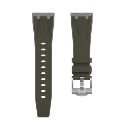 20mm Flat Head Silicone Watch Band(Silver Green) - 20mm Bands by PMC Jewellery | Online Shopping South Africa | PMC Jewellery