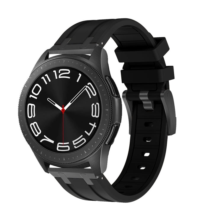 22mm Flat Head Silicone Watch Band(Full Black) - 22mm Bands by PMC Jewellery | Online Shopping South Africa | PMC Jewellery