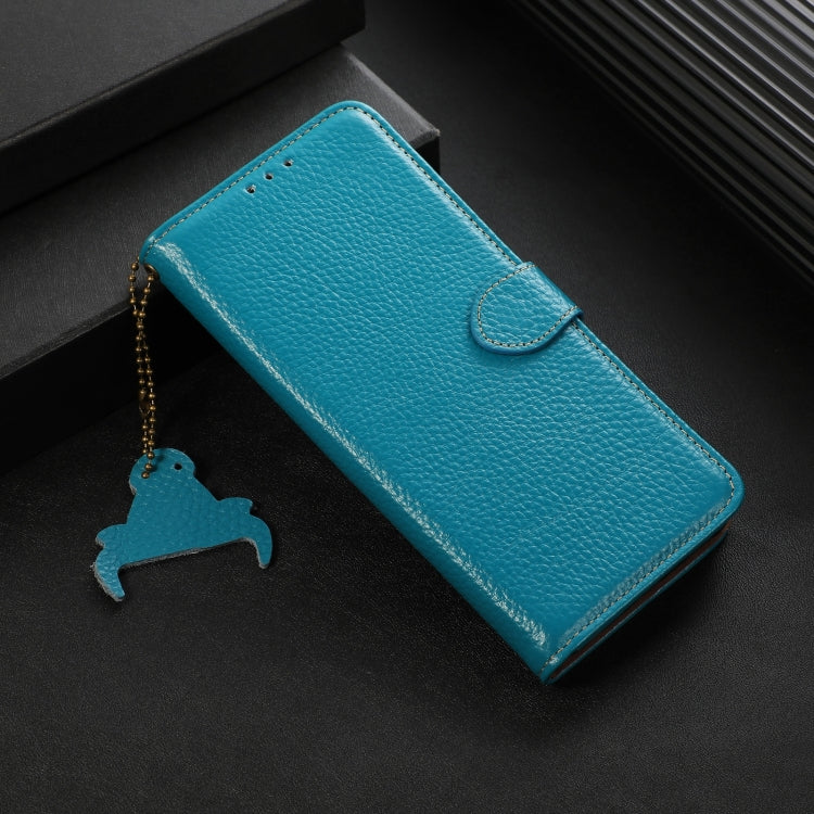 For OnePlus 13 Genuine Leather Litchi Texture RFID Leather Phone Case(Blue) - OnePlus Cases by PMC TechLife | Online Shopping South Africa | PMC TechLife | Buy Now Pay Later Mobicred