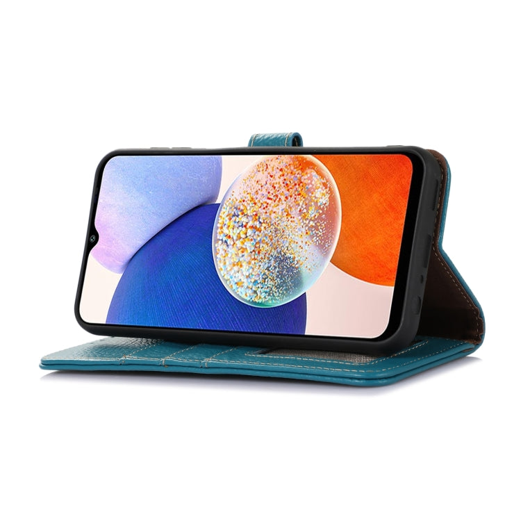 For OnePlus 13 Genuine Leather Litchi Texture RFID Leather Phone Case(Blue) - OnePlus Cases by PMC TechLife | Online Shopping South Africa | PMC TechLife | Buy Now Pay Later Mobicred