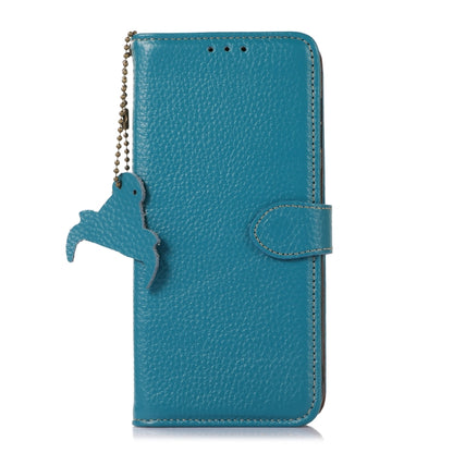 For Google Pixel 9 Pro Genuine Leather Litchi Texture RFID Leather Phone Case(Blue) - Google Cases by PMC Jewellery | Online Shopping South Africa | PMC Jewellery | Buy Now Pay Later Mobicred