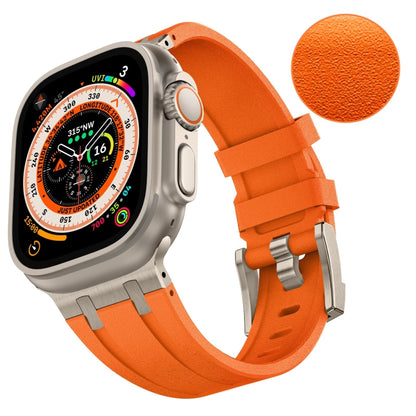 For Apple Watch SE 2023 44mm Stone Grain Liquid Silicone Watch Band(Titanium Orange) - Watch Bands by PMC Jewellery | Online Shopping South Africa | PMC Jewellery