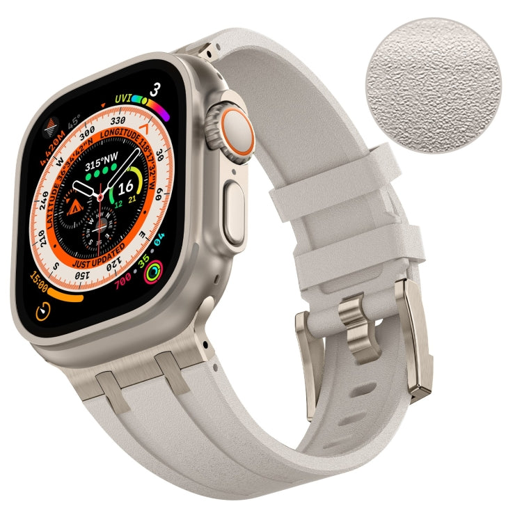 For Apple Watch Ultra 2 49mm Stone Grain Liquid Silicone Watch Band(Titanium Starlight) - Watch Bands by PMC Jewellery | Online Shopping South Africa | PMC Jewellery