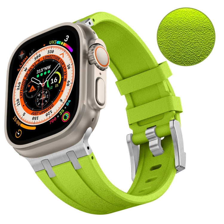 For Apple Watch Ultra 2 49mm Stone Grain Liquid Silicone Watch Band(Silver Green) - Watch Bands by PMC Jewellery | Online Shopping South Africa | PMC Jewellery