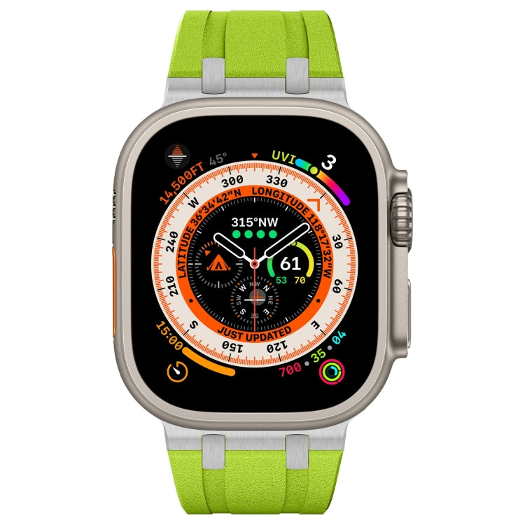 For Apple Watch Series 9 45mm Stone Grain Liquid Silicone Watch Band(Silver Green) - Watch Bands by PMC Jewellery | Online Shopping South Africa | PMC Jewellery