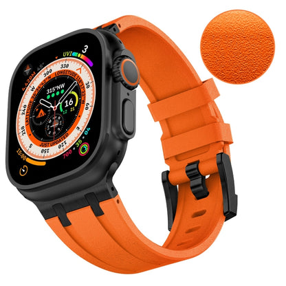 For Apple Watch Ultra 49mm Stone Grain Liquid Silicone Watch Band(Black Orange) - Watch Bands by PMC Jewellery | Online Shopping South Africa | PMC Jewellery