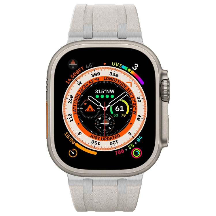 For Apple Watch Ultra 49mm Stone Grain Liquid Silicone Watch Band(Silver Starlight) - Watch Bands by PMC TechLife | Online Shopping South Africa | PMC TechLife