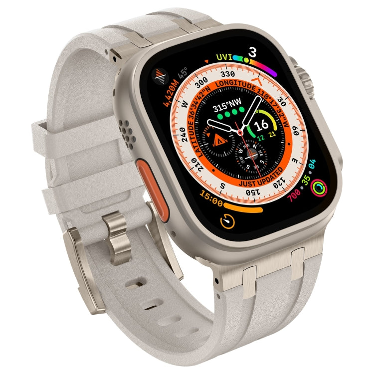 For Apple Watch Series 8 45mm Stone Grain Liquid Silicone Watch Band(Titanium Starlight) - Watch Bands by PMC Jewellery | Online Shopping South Africa | PMC Jewellery