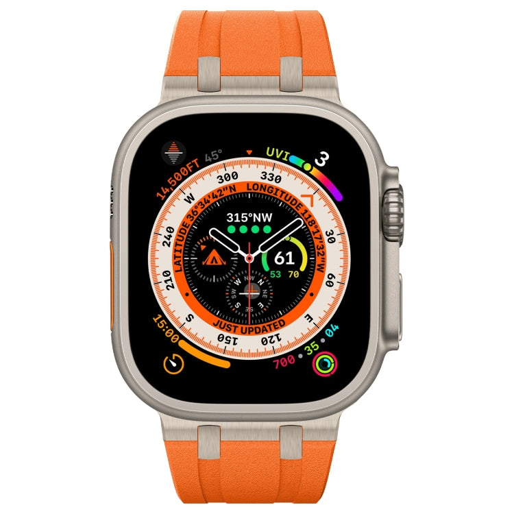 For Apple Watch SE 2022 44mm Stone Grain Liquid Silicone Watch Band(Titanium Orange) - Watch Bands by PMC Jewellery | Online Shopping South Africa | PMC Jewellery