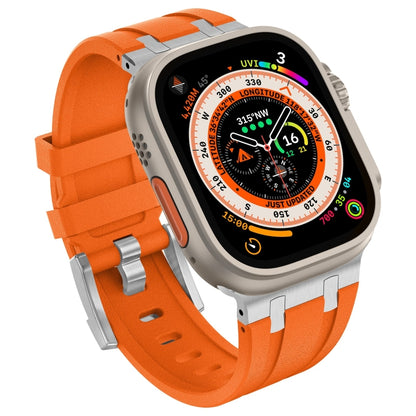 For Apple Watch SE 2022 44mm Stone Grain Liquid Silicone Watch Band(Sliver Orange) - Watch Bands by PMC Jewellery | Online Shopping South Africa | PMC Jewellery