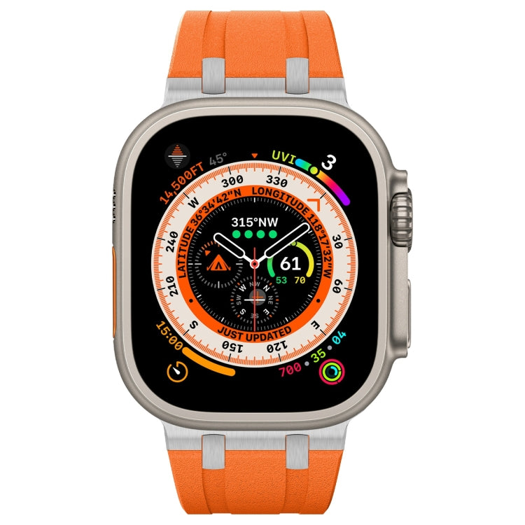 For Apple Watch Series 7 45mm Stone Grain Liquid Silicone Watch Band(Sliver Orange) - Watch Bands by PMC Jewellery | Online Shopping South Africa | PMC Jewellery