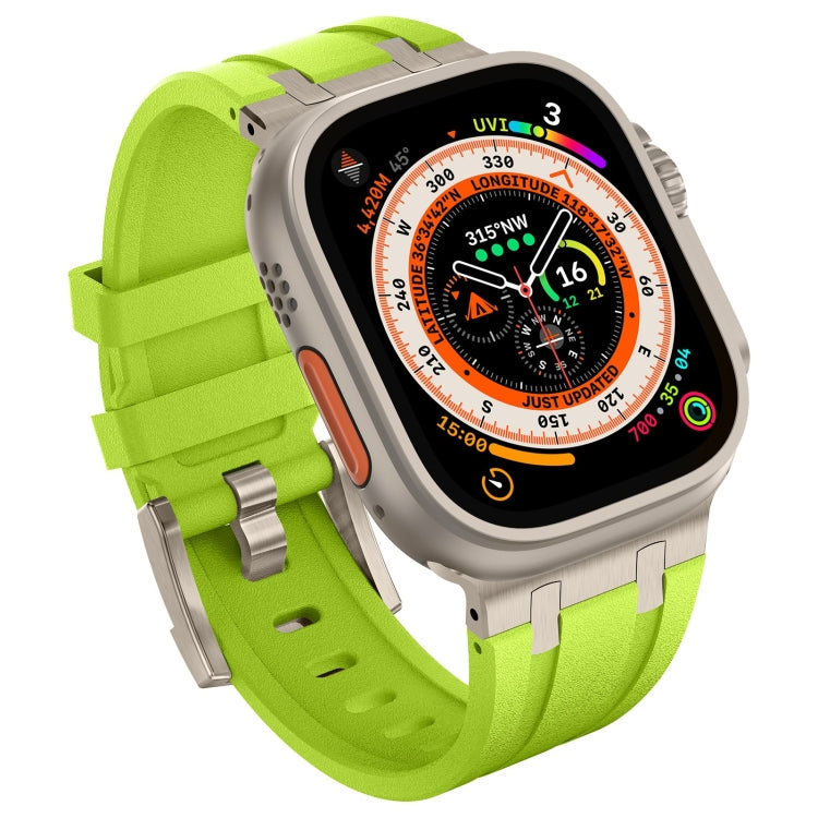 For Apple Watch SE 44mm Stone Grain Liquid Silicone Watch Band(Titanium Green) - Watch Bands by PMC Jewellery | Online Shopping South Africa | PMC Jewellery