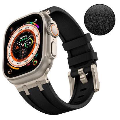 For Apple Watch Series 6 44mm Stone Grain Liquid Silicone Watch Band(Titanium Black) - Watch Bands by PMC Jewellery | Online Shopping South Africa | PMC Jewellery