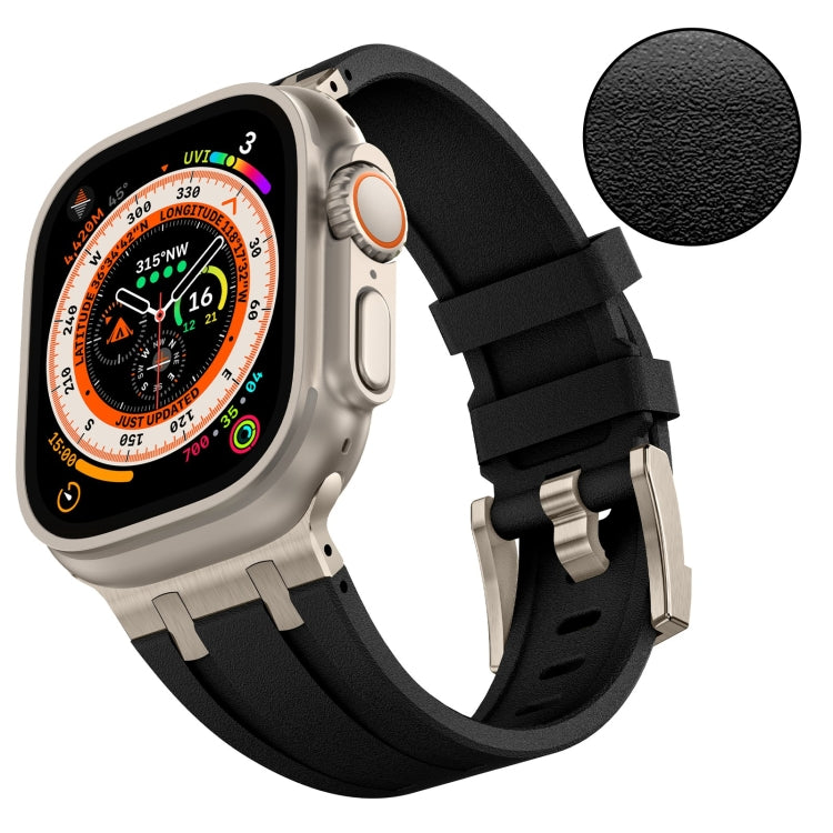 For Apple Watch Series 2 42mm Stone Grain Liquid Silicone Watch Band(Titanium Black) - Watch Bands by PMC TechLife | Online Shopping South Africa | PMC TechLife