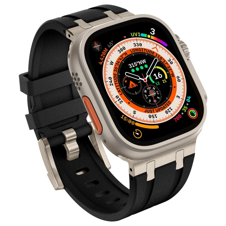 For Apple Watch Series 2 42mm Stone Grain Liquid Silicone Watch Band(Titanium Black) - Watch Bands by PMC TechLife | Online Shopping South Africa | PMC TechLife