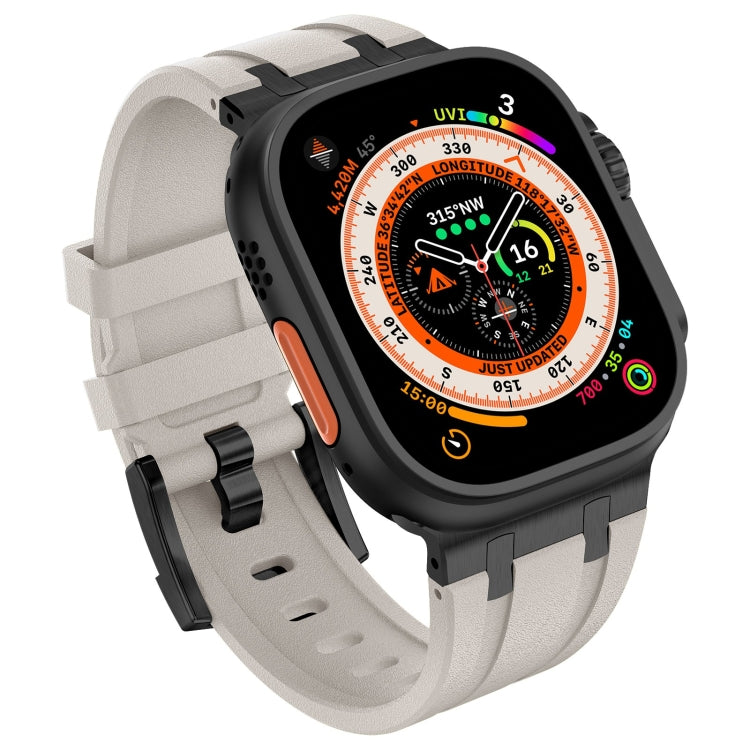 For Apple Watch 42mm Stone Grain Liquid Silicone Watch Band(Black Starlight) - free shipping - PMC TechLife - Order now!