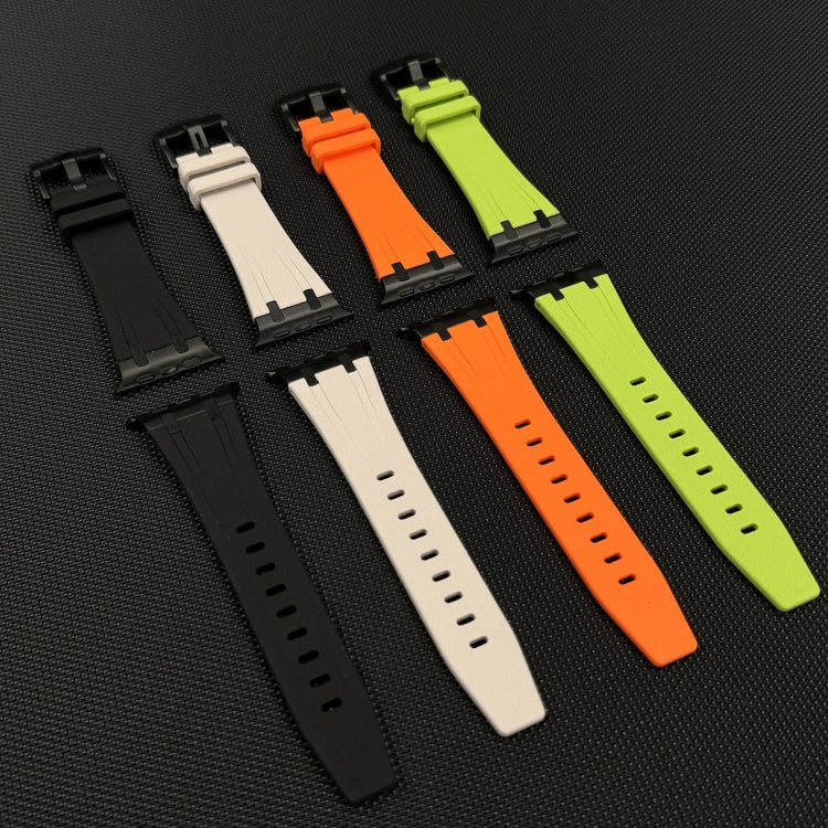 For Apple Watch 42mm Stone Grain Liquid Silicone Watch Band(Black Orange) - Watch Bands by PMC TechLife | Online Shopping South Africa | PMC TechLife